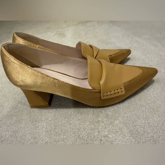 Women's Chunky Block Low Heels Pumps Stitching Retro Work Office Dress Shoes - Picture 2 of 3